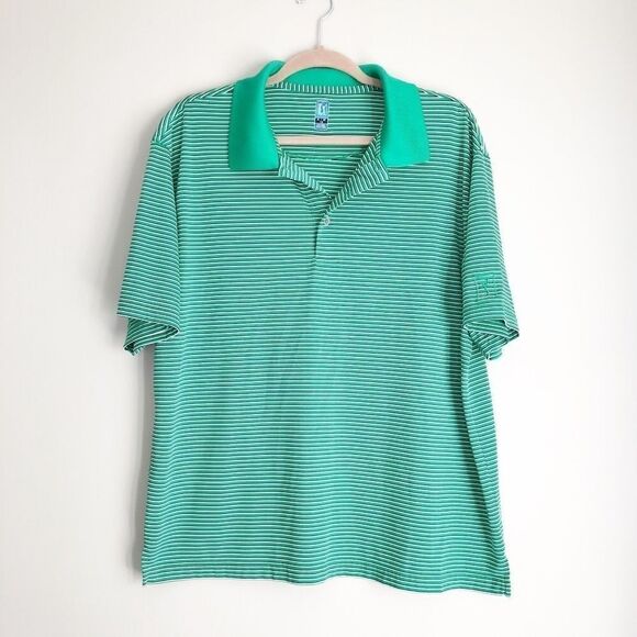 PGA Tour Polo Golf Shirt Green White Stripes Sz XL - Picture 2 of 6